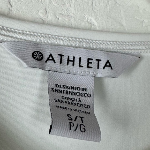 Athleta Dress Ace Tennis Athletic Workout Golf Running Solid White Zip Down Knit - Picture 7 of 7